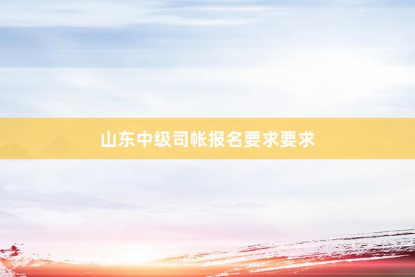 山东中级司帐报名要求要求